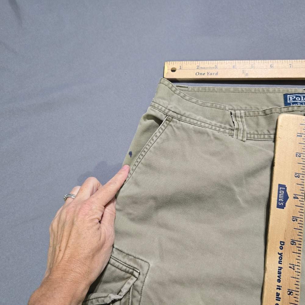 Polo Ralph Lauren Cargo Shorts Mens 32 Khaki Distressed Utility Cotton - Picture 3 of 10